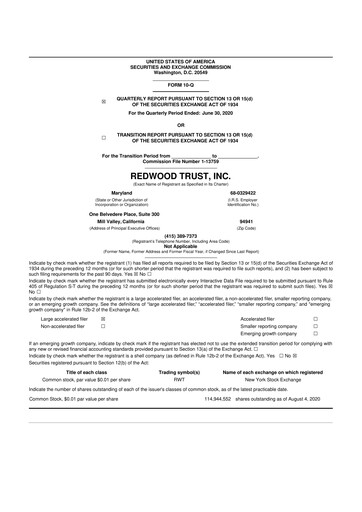 Thumbnail Redwood Trust 10-Q Quarterly Report FY2020 