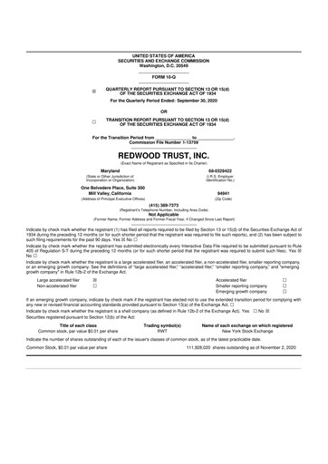 Thumbnail Redwood Trust 10-Q Quarterly Report FY2020 