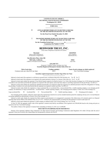 Thumbnail Redwood Trust 10-K Annual Report 2020