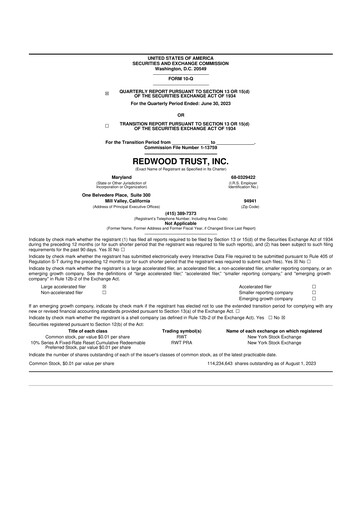 Thumbnail Redwood Trust 10-Q Quarterly Report FY2023 