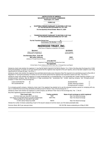 Thumbnail Redwood Trust 10-Q Quarterly Report FY2024 
