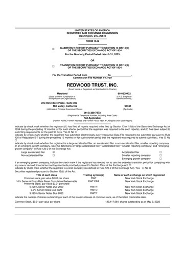 Thumbnail Redwood Trust 10-Q Quarterly Report FY2025 