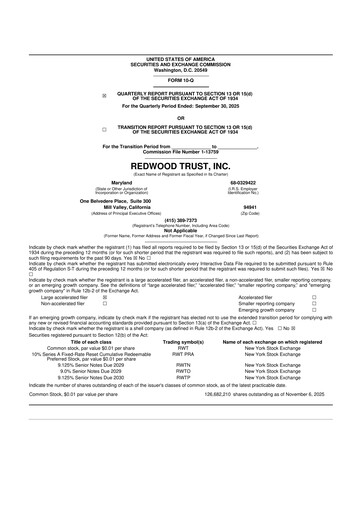 Thumbnail Redwood Trust 10-Q Quarterly Report FY2025 