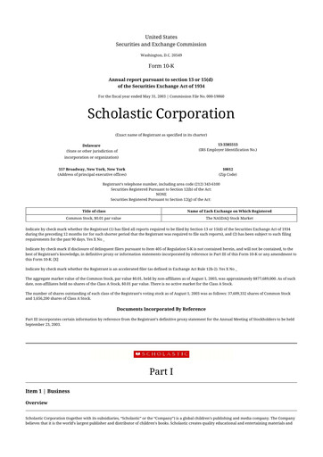 Thumbnail Scholastic 10-K Annual Report 