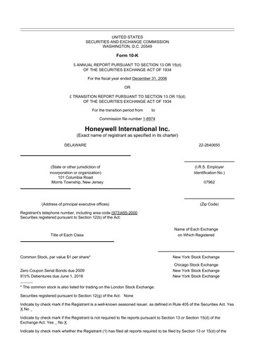 Thumbnail Honeywell 10-K Annual Report 