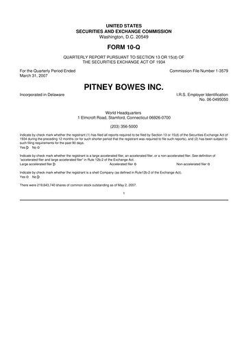 Thumbnail Pitney Bowes 10-Q Quarterly Report FY 