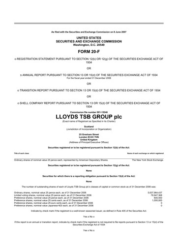 Thumbnail Lloyds Banking Group
 20-F Annual Report 