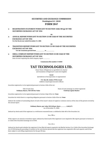 Vorschaubild TAT Technologies 20-F Jahresbericht 