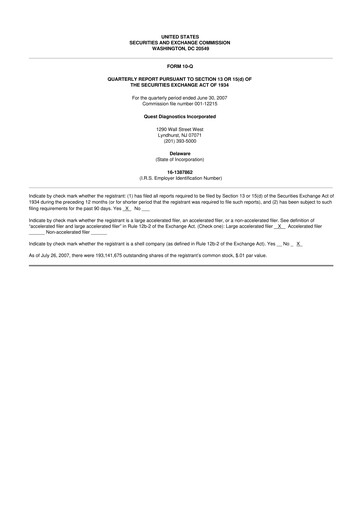 Vorschaubild Quest Diagnostics
 10-Q Quartalsbericht  