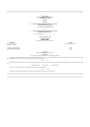 Miniature Trinity Place Holdings
 10-Q Rapport trimestriel  