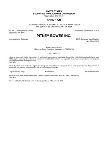 Thumbnail Pitney Bowes 10-Q Quarterly Report FY 