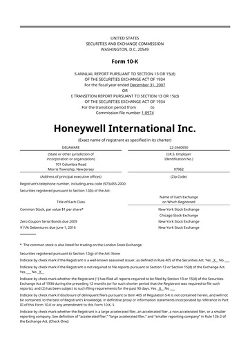 Thumbnail Honeywell 10-K Annual Report 