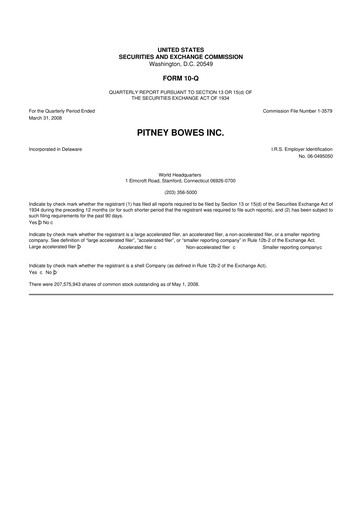 Thumbnail Pitney Bowes 10-Q Quarterly Report FY 