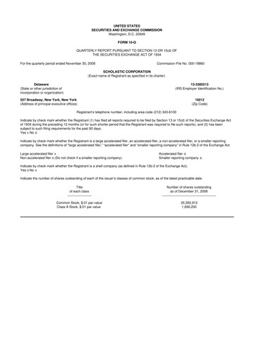 Thumbnail Scholastic 10-Q Quarterly Report FY 