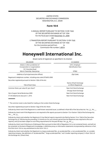Thumbnail Honeywell 10-K Annual Report 