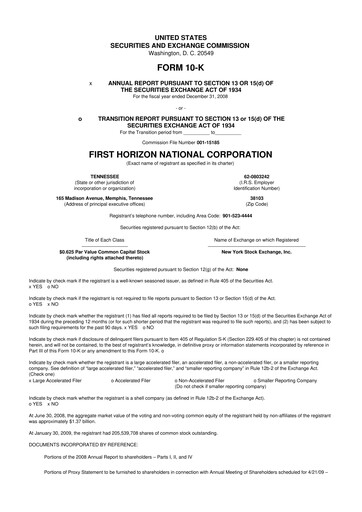 Thumbnail First Horizon Corporation 10-K Annual Report 