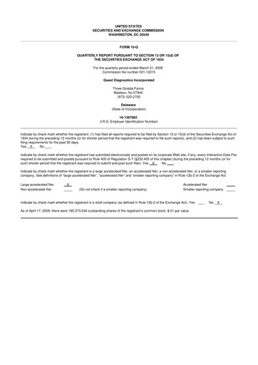 Vorschaubild Quest Diagnostics
 10-Q Quartalsbericht  