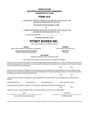 Thumbnail Pitney Bowes 10-Q Quarterly Report FY 