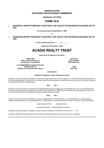 Thumbnail Acadia Realty Trust
 10-Q Quarterly Report FY 