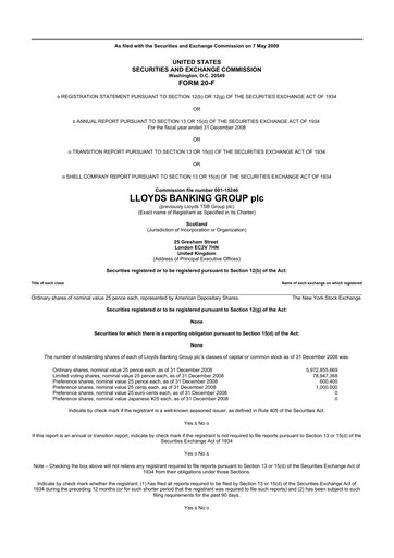 Thumbnail Lloyds Banking Group
 20-F Annual Report 