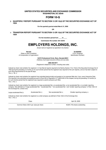 Vorschaubild Employers Holdings 10-Q Quartalsbericht  