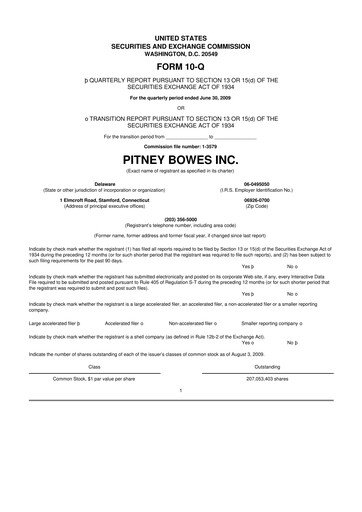 Thumbnail Pitney Bowes 10-Q Quarterly Report FY 