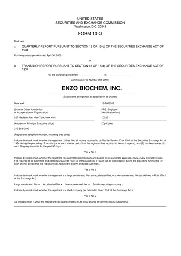 Thumbnail Enzo Biochem 10-Q Quarterly Report FY 