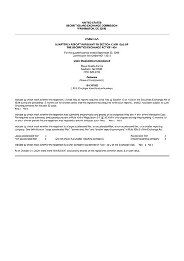 Vorschaubild Quest Diagnostics
 10-Q Quartalsbericht  