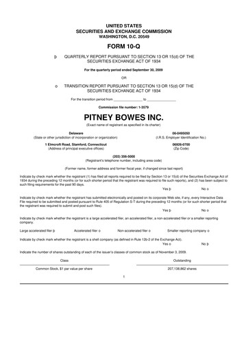 Thumbnail Pitney Bowes 10-Q Quarterly Report FY 