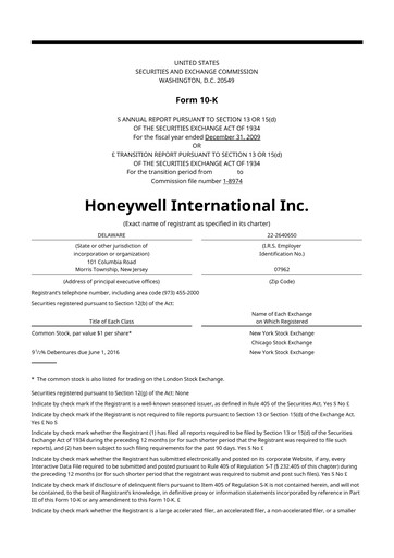 Thumbnail Honeywell 10-K Annual Report 