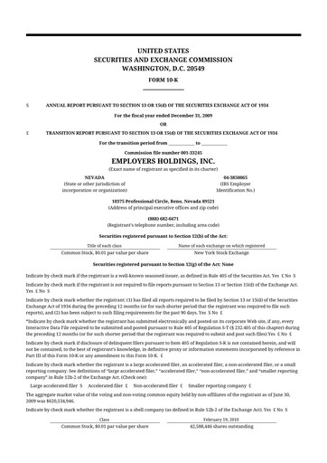 Thumbnail Employers Holdings 10-K Annual Report 
