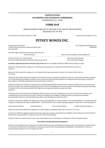 Thumbnail Pitney Bowes 10-K Annual Report 