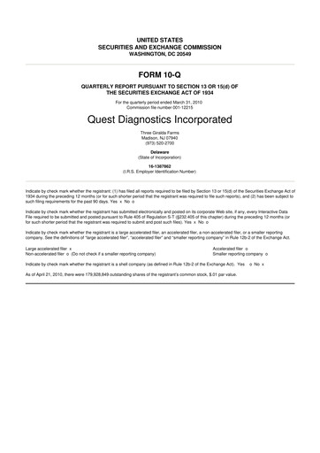 Vorschaubild Quest Diagnostics
 10-Q Quartalsbericht 2010 