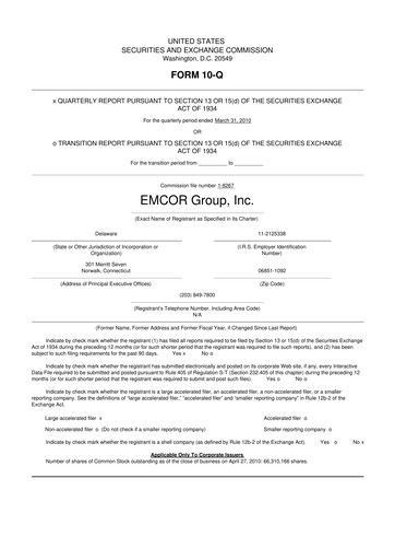 Thumbnail Emcor 10-Q Quarterly Report FY 