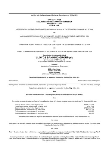 Thumbnail Lloyds Banking Group
 20-F Annual Report 