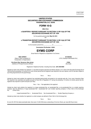 Miniature Trinity Place Holdings
 10-Q Rapport trimestriel  