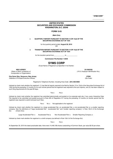 Miniature Trinity Place Holdings
 10-Q Rapport trimestriel  