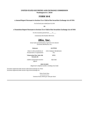 Thumbnail iBio 10-K Annual Report 