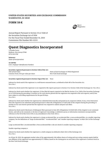 Thumbnail Quest Diagnostics
 10-K Annual Report 2010