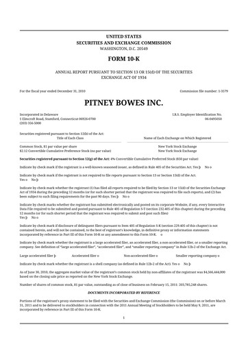 Thumbnail Pitney Bowes 10-K Annual Report 2010