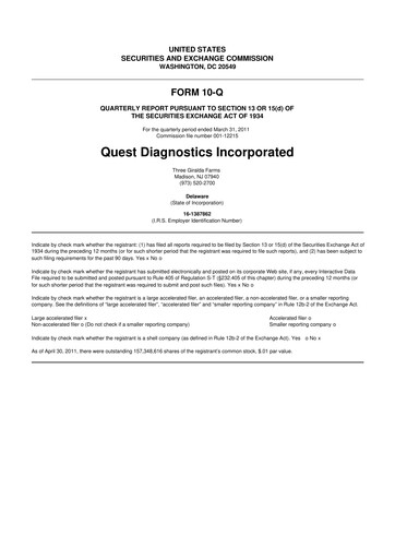 Vorschaubild Quest Diagnostics
 10-Q Quartalsbericht 2011 