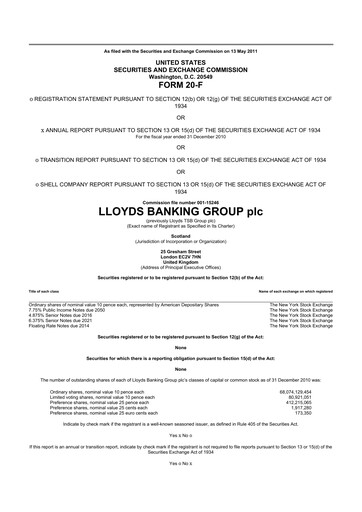 Thumbnail Lloyds Banking Group
 20-F Annual Report 