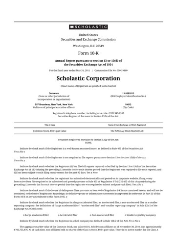 Thumbnail Scholastic 10-K Annual Report 2011