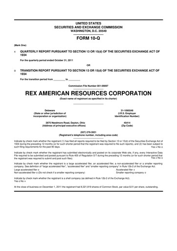 Thumbnail REX American Resources
 10-Q Quarterly Report FY 