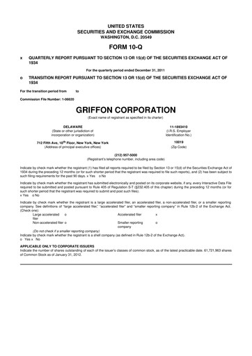 Thumbnail Griffon Corporation
 10-Q Quarterly Report FY 