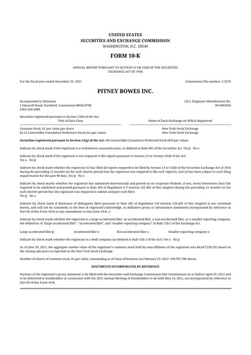 Thumbnail Pitney Bowes 10-K Annual Report 2011