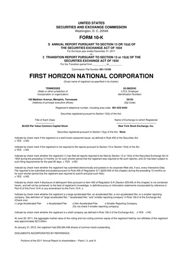 Thumbnail First Horizon Corporation 10-K Annual Report 2011