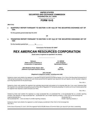 Thumbnail REX American Resources
 10-Q Quarterly Report FY 