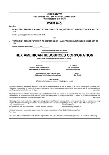 Thumbnail REX American Resources
 10-Q Quarterly Report FY 
