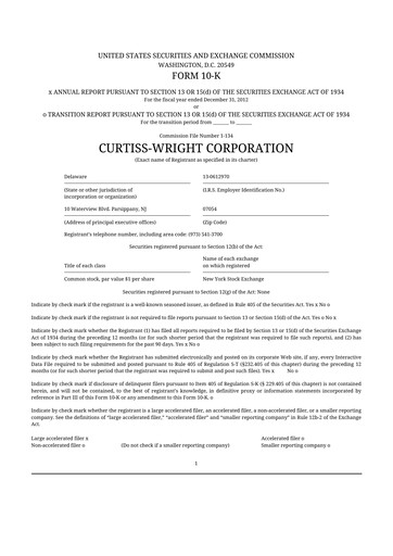 Thumbnail Curtiss-Wright
 10-K Annual Report 2012